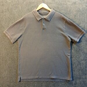 Saddlebred Mens Perfect Polo Shirt Large Gray Short Sleeve Pique Cotton Blend
